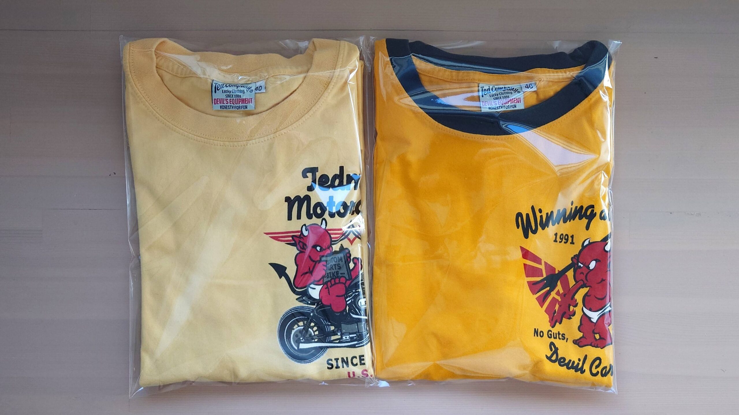 TシャツをA4に折り畳み内袋に入れた写真。